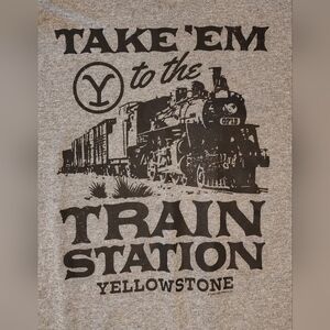 Yellowstone Take 'Em To The Train Station Gray Men's T-Shirt Size 4XL NWOT